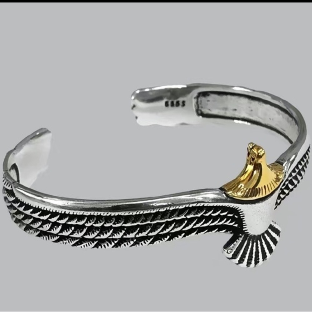 Vintage inspired eagle cuff bracelet. 2.28 inches wide approx.